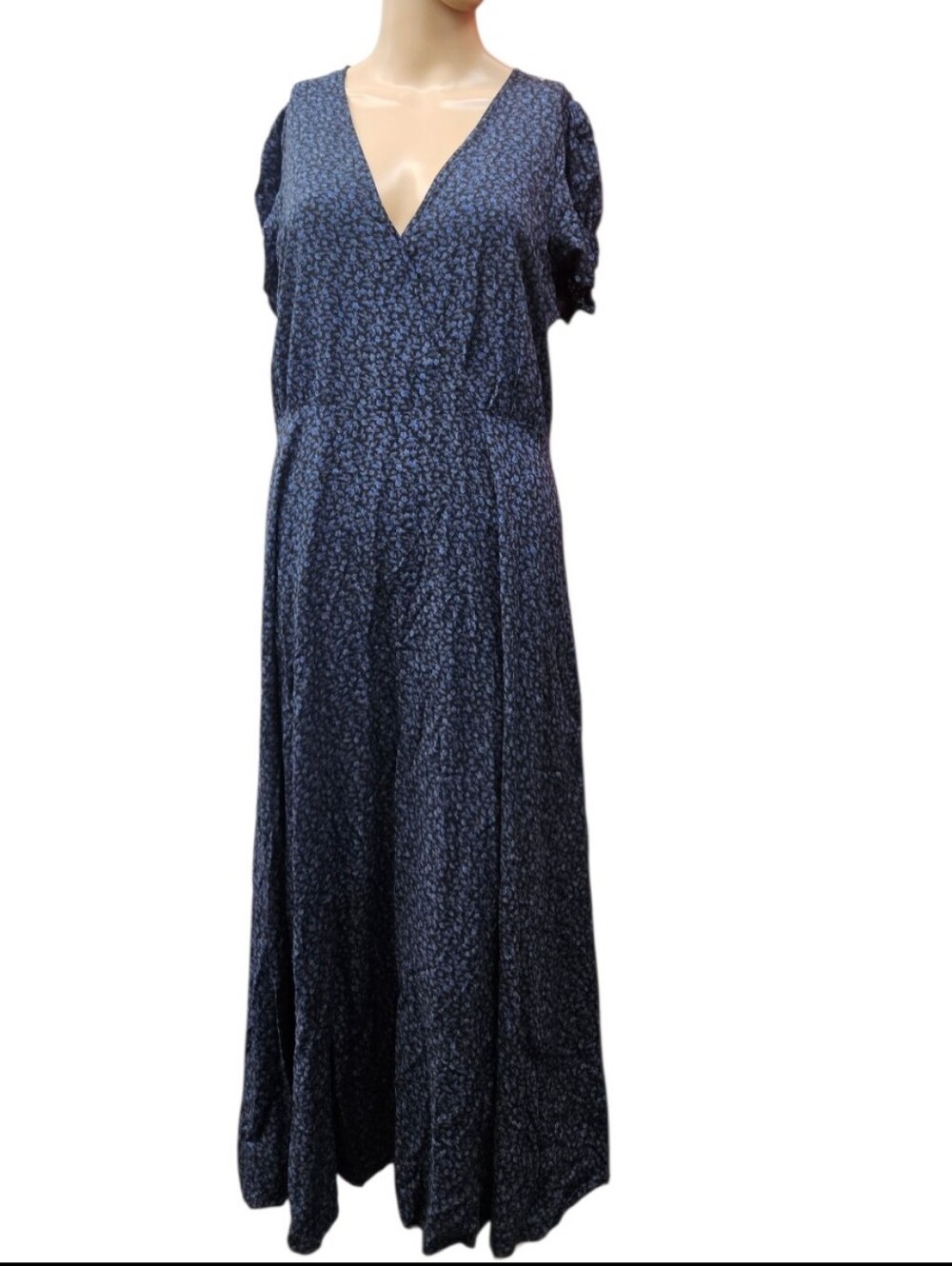 Madewell Navy Floral V-Neck Maxi Dress